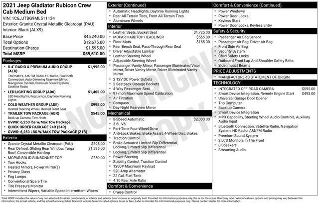 2021 Jeep Gladiator Rubicon 4x4