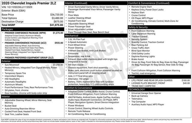 2020 Chevrolet Impala Premier