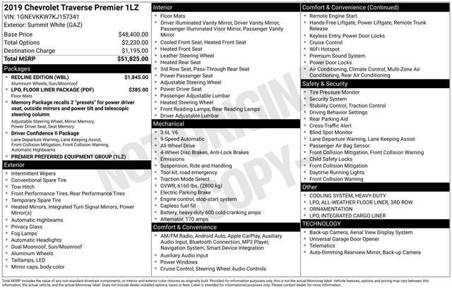 2019 Chevrolet Traverse Premier