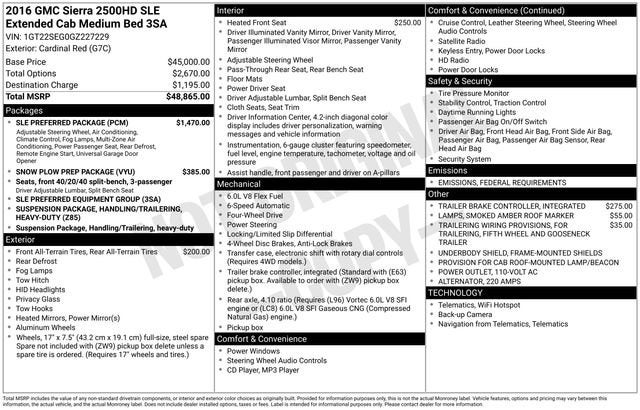 2016 GMC Sierra 2500 HD SLE