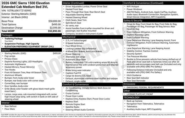 2026 GMC Sierra 1500 Elevation