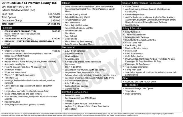 2019 Cadillac XT4 AWD Premium Luxury
