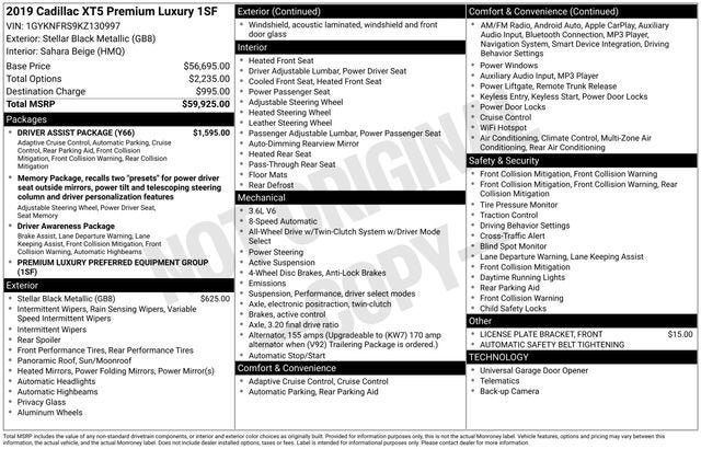 2019 Cadillac XT5 Premium Luxury AWD