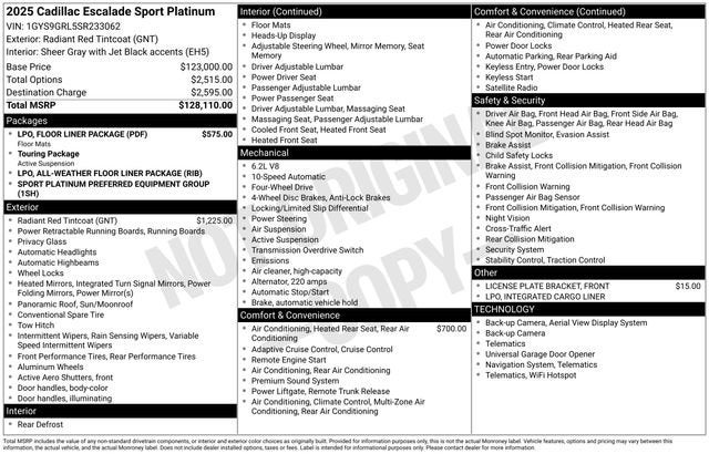 2025 Cadillac Escalade Sport Platinum