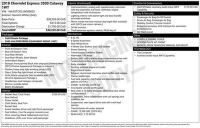 2018 Chevrolet Express Cutaway 3500 Work Van