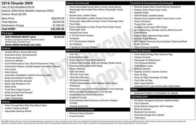 2016 Chrysler 300 300S