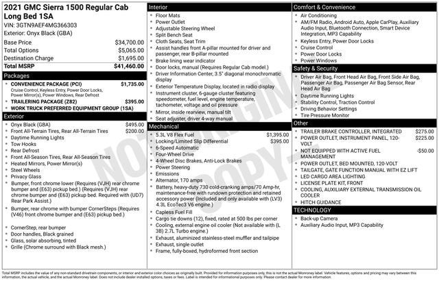 2021 GMC Sierra 1500 4WD Regular Cab Long Box