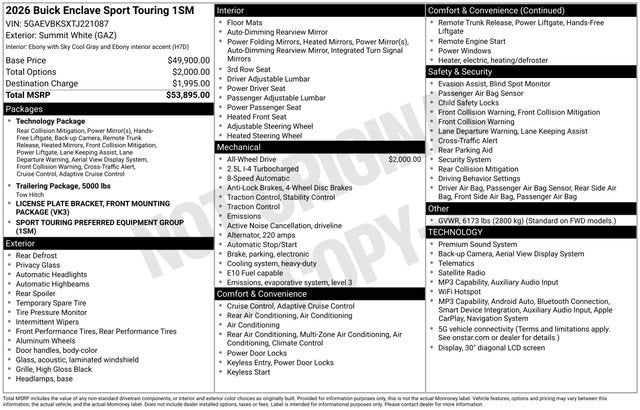 2026 Buick Enclave Sport Touring