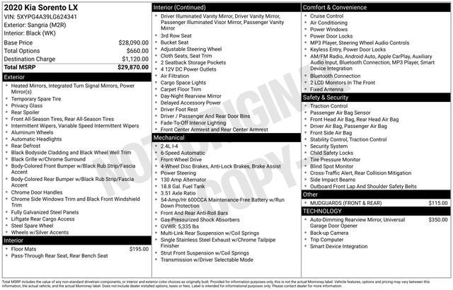 2020 Kia Sorento 2.4L LX