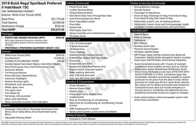 2018 Buick Regal Sportback Preferred II